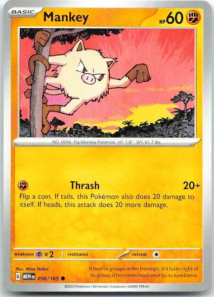 Mankey 056/165 151 Common NM Pokemon TCG