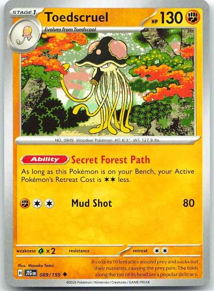 Toedscruel 089/159 Journey Together Uncommon NM Pokemon TCG