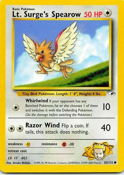 Lt. Surge's Spearow - Gym Heroes #83