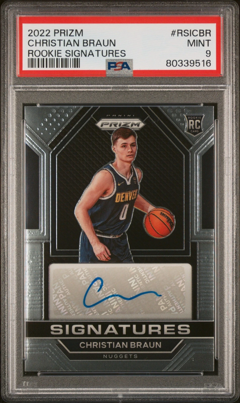 2022 PANINI PRIZM ROOKIE SIGNATURES #RSICBR CHRISTIAN BRAUN ROOKIE SIGNATURES PSA 9
