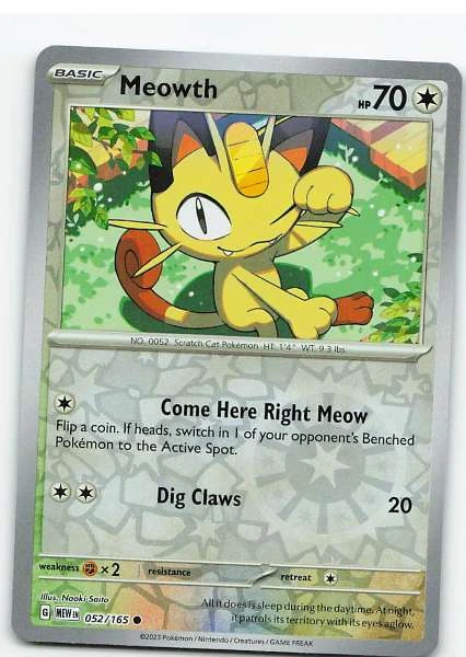 Meowth #052/165 Reverse Holo - Pokémon Scarlet & Violet: 151