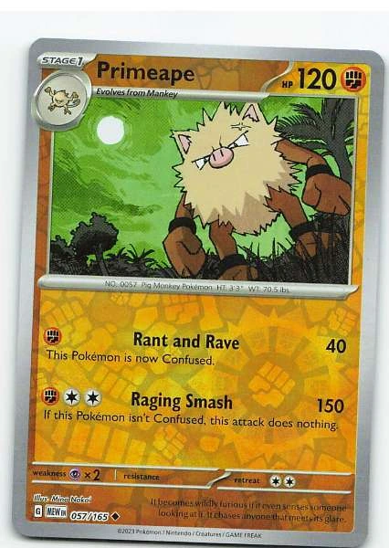 Primeape Reverse Holo - Pokémon 151 #057/165