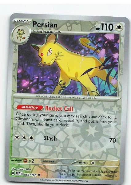 Persian 053/165 Reverse Holo - Scarlet & Violet—151 #053/165