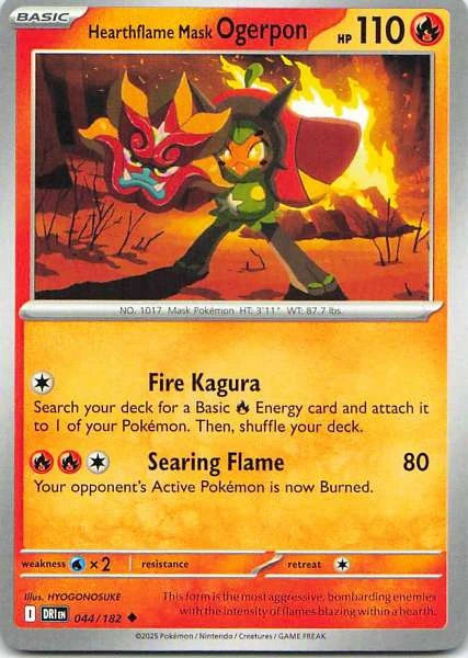 Hearthflame Mask Ogerpon Reverse Holo - Scarlet & Violet: Destined Rivals #044/182
