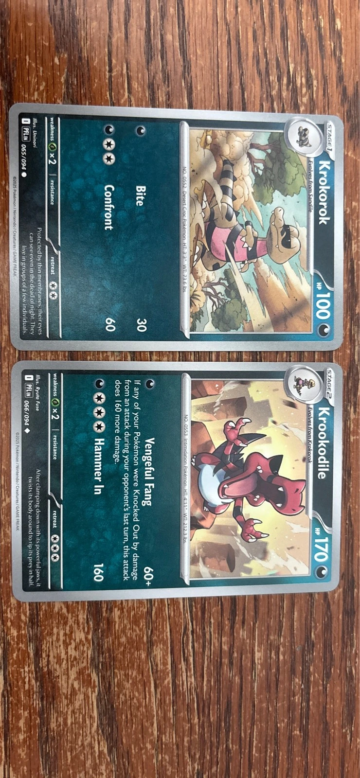 Pokémon TCG Krokorok 065/094 & Krookodile 066/094 Evolution Set Stellar Crown Near Mint #065/094 and 066/094