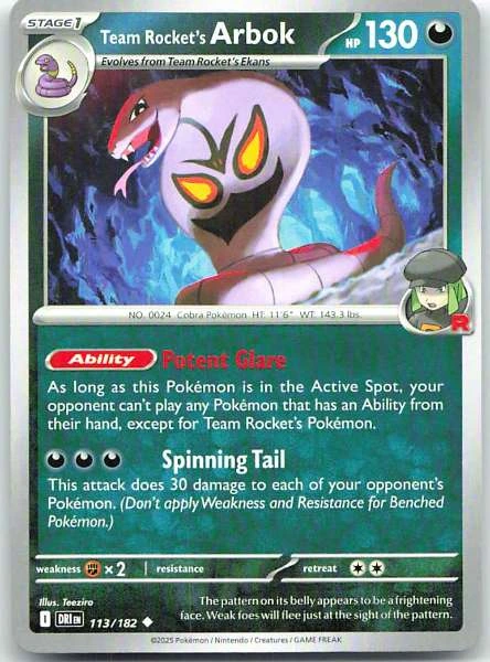 Team Rocket's Arbok - Destined Rivals #113/182