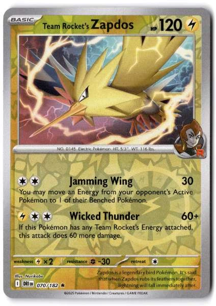 Team Rocket's Zapdos - Destined Rivals #070/182