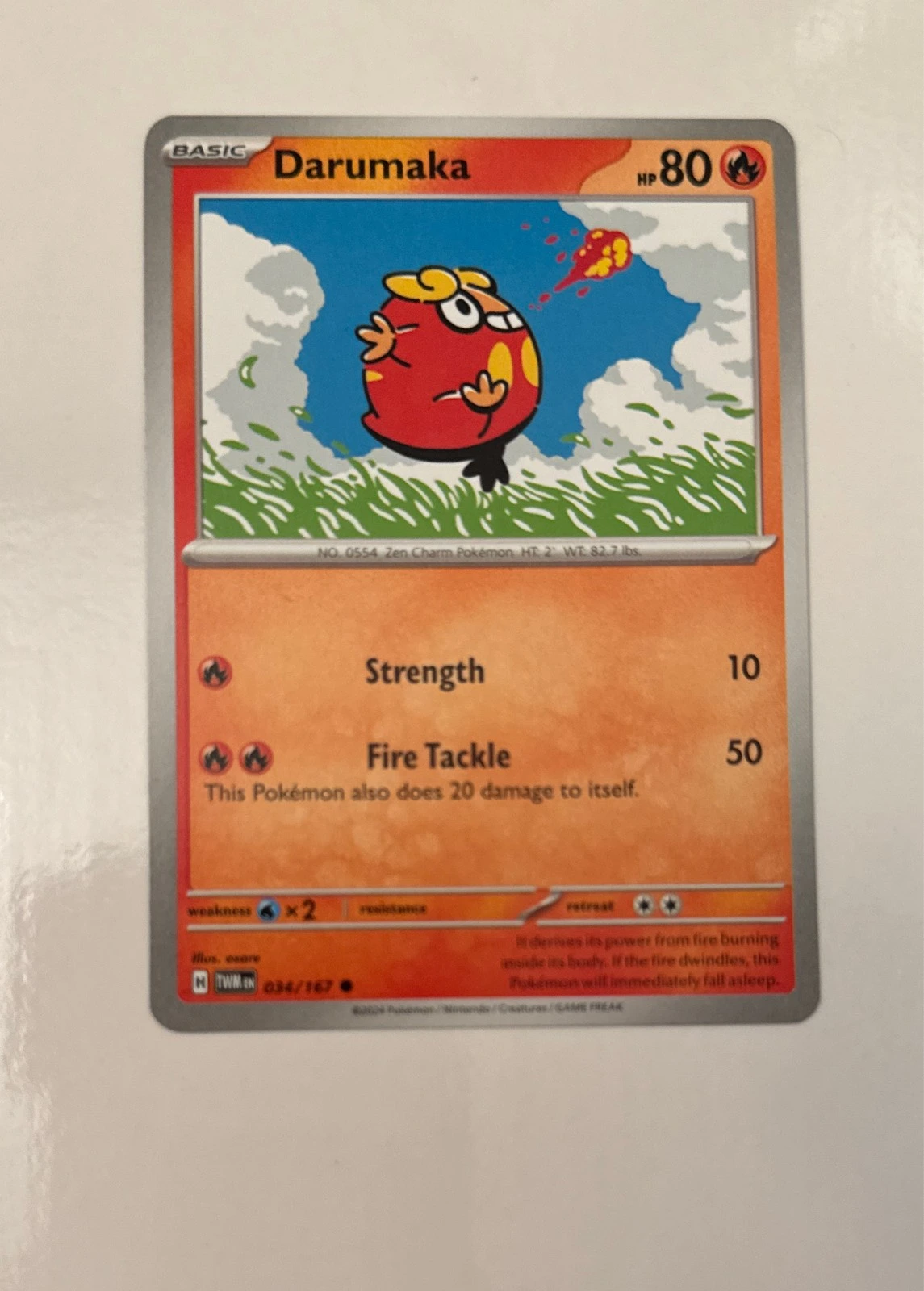 DARUMAKA 034/167 COMMON TWILIGHT MASQUERADE POKEMON REVERSE HOLO NEAR MINT - Twilight Masquerade #034/167