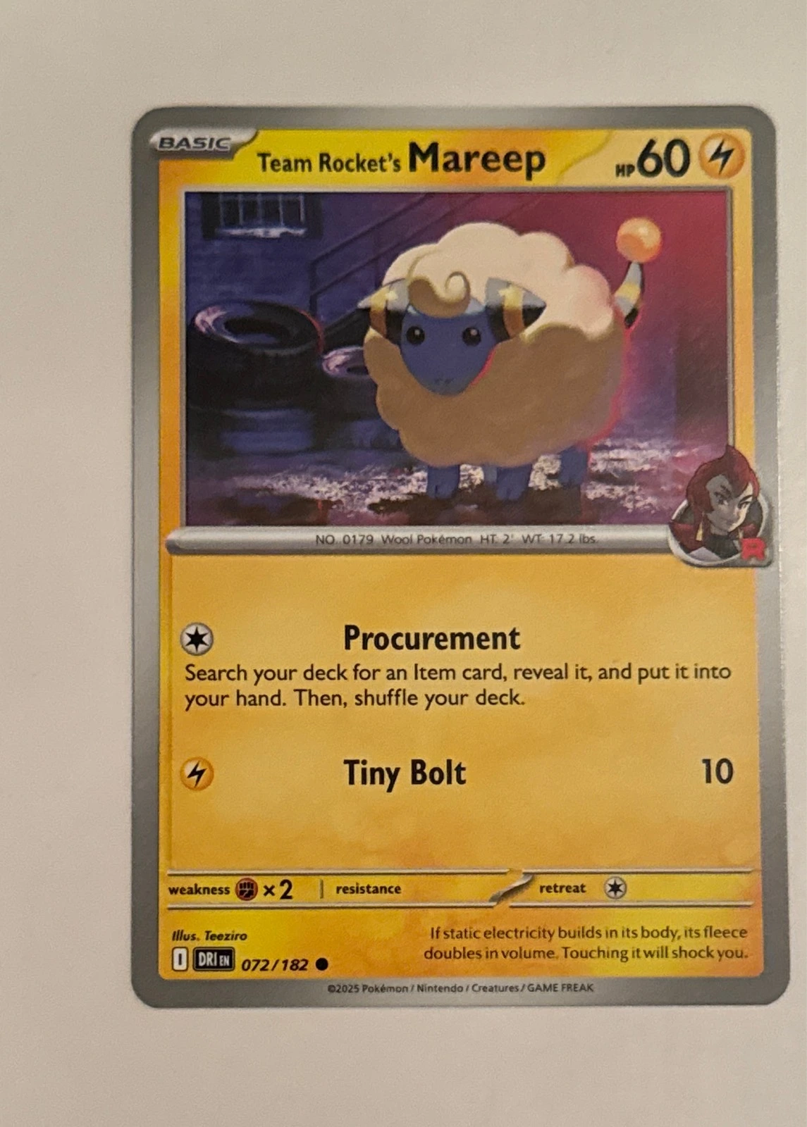 Team Rocket's Mareep - Pokémon TCG: Scarlet & Violet—Prismatic Evolutions #072/182