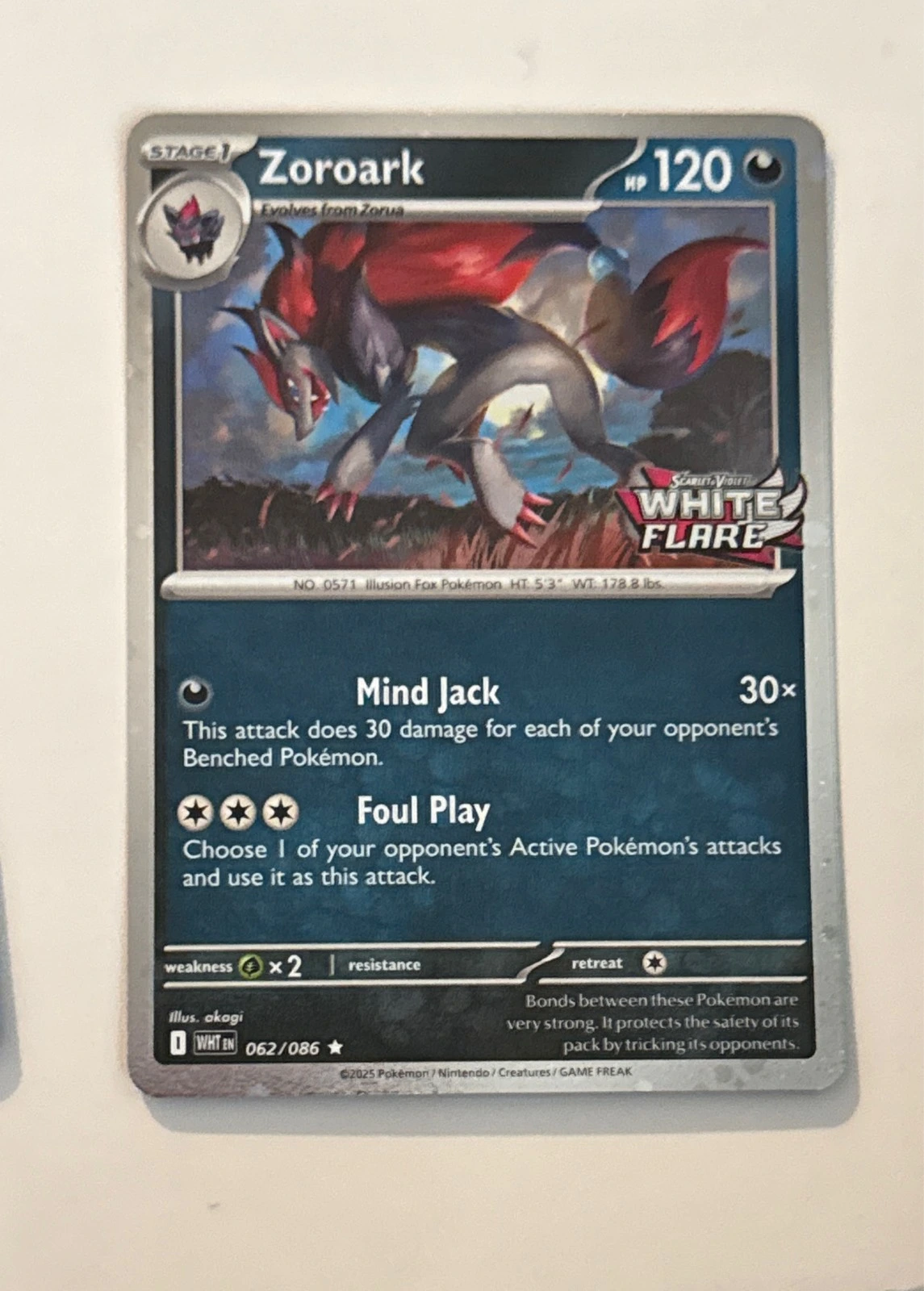 Zoroark - Scarlet & Violet White Flare #062/086