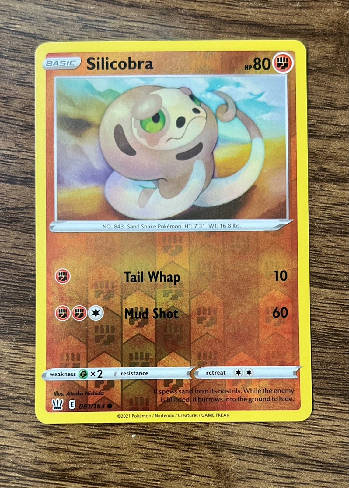 Pokemon - Silicobra - 081/163 - Reverse Holo - Battle Styles - NM/M - New #081/163