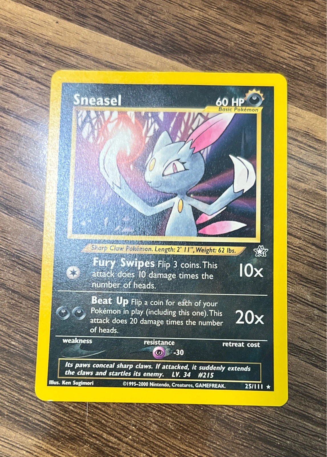 Sneasel 25/111 Non Holo Rare Neo Genesis Pokemon Card DMG #25/111