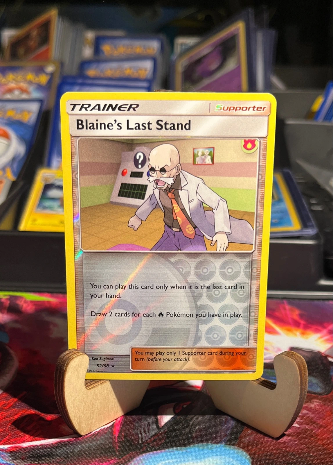 NM/EXC - Pokemon Blaine's Last Stand 52/68 Hidden Fates Reverse Holo Rare #52/68