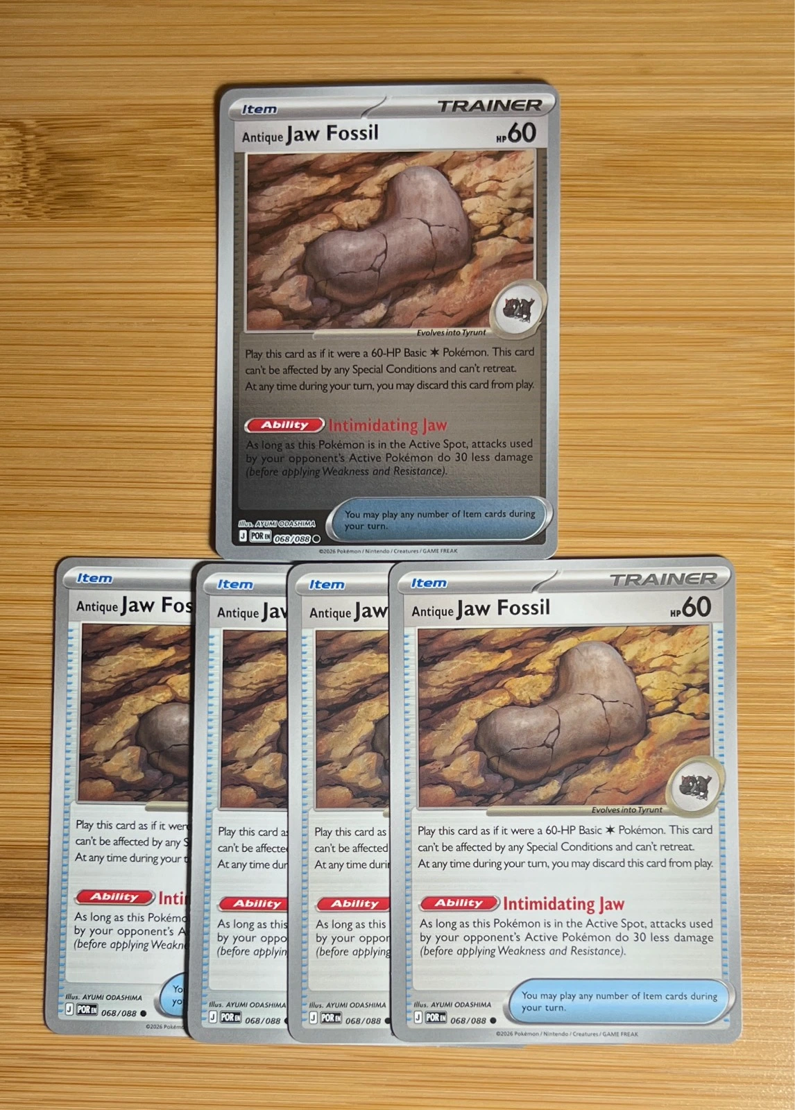 Antique Jaw Fossil 1x Reverse 4x Normal - Pokémon Perfect Order #068/088