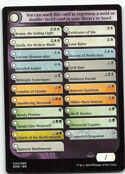 Checklist - Magic Origins, Eldritch Moon, Core Set 2019 #CH1/205
