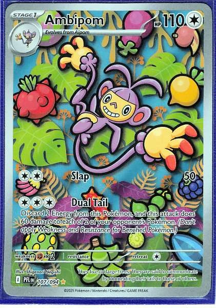 Ambipom 107/094 Phantasmal Flames Pokemon Card Illustration Rare Near Mint #107/094