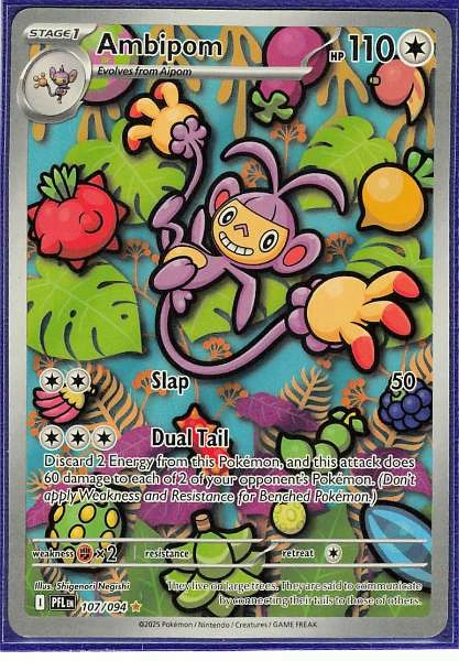 Ambipom 107/094 Phantasmal Flames Pokemon Card Illustration Rare Near Mint #107/094