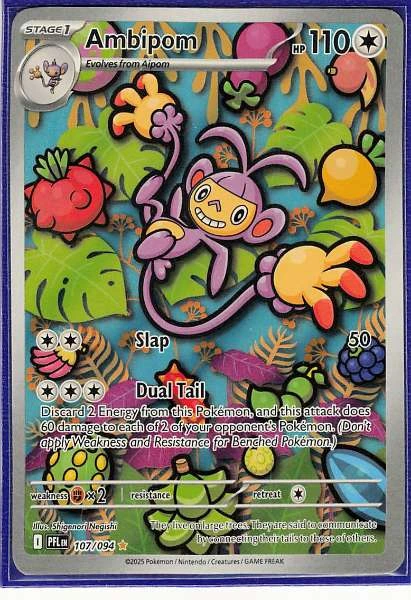Ambipom 107/094 Phantasmal Flames Pokemon Card Illustration Rare Near Mint #107/094