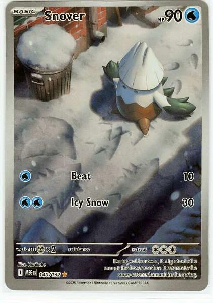 Snover 140/132 Mega Evolution Pokemon Card Illustration Rare Near Mint #140/132